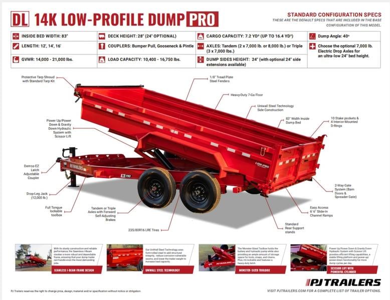 2025 PJ Trailers 14K Low-Profile Dump PRO (DL) 14' Photo in Staunton VA 24401